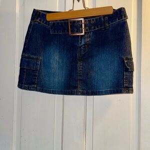 Jordache Dark Blue Denim Mini Skirt with Belt